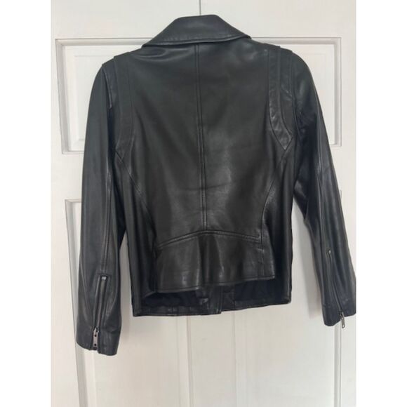 DKNY Lamb Leather Moto Women's jacket, Black, Size 8 - Picture 2 of 7